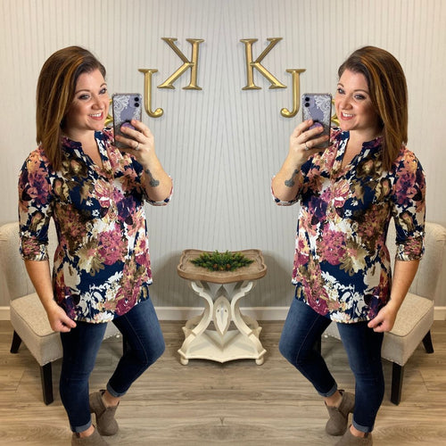 HM Gabby Navy Floral Top