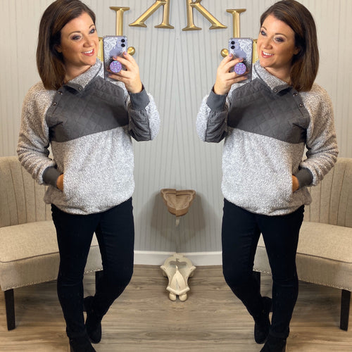 Heather Gray Side Snap Pullover