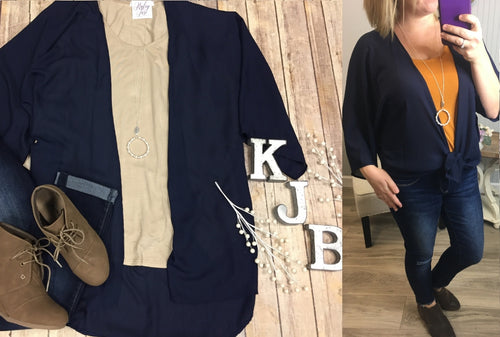 Navy Sheer Kimono Cardigan