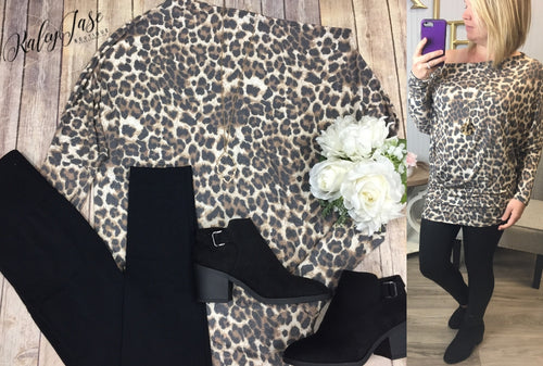 Leopard Slouchy Off Shoulder Top