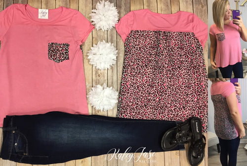 Pink with Neon Coral Leopard Back