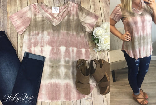 Mauve & Mocha Tie Dye Top