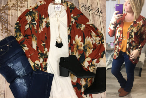 Rust Floral Kimono