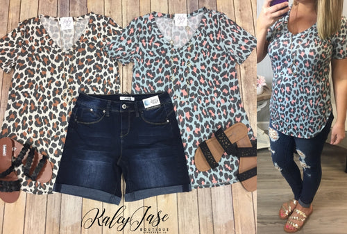 Leopard Vneck Top