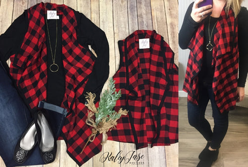 Red & Black Checkered Vest - Mommy & Me