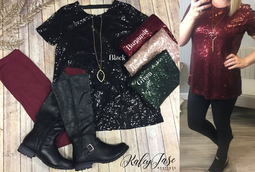 Holiday Sequin Dressy Top