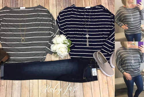 Stripe Long Sleeve Dolman Top