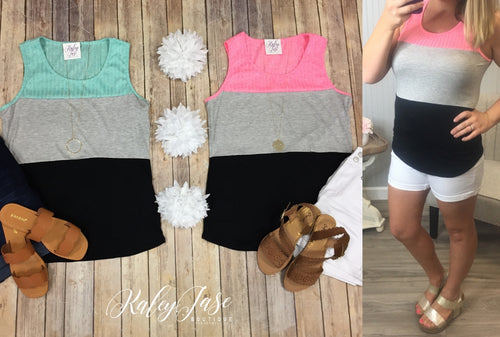 Neon Pink or Mint Colorblock Tank