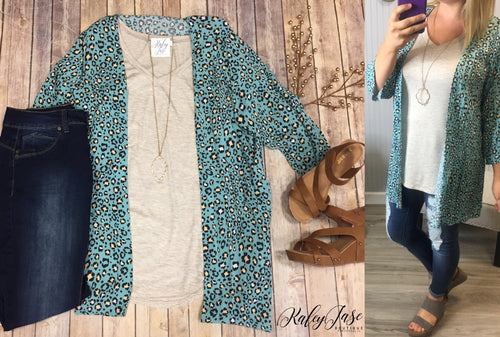 Mint Leopard Kimono