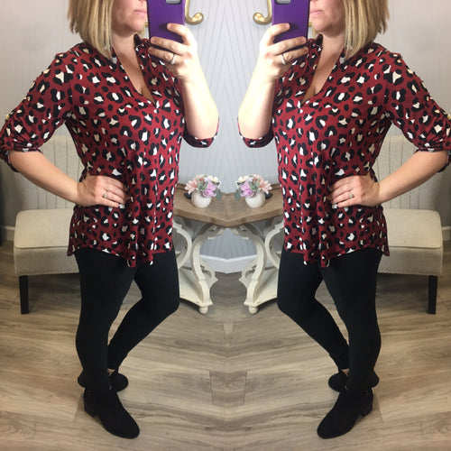 Red Leopard Dressy Top