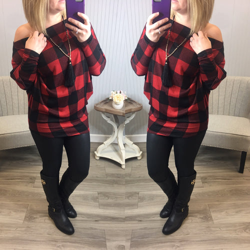 Plaid Slouchy Top
