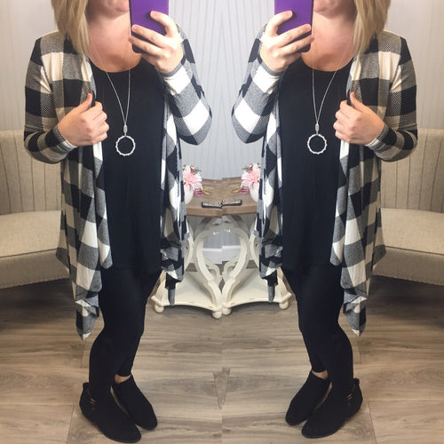 HM Black/White Buffalo Plaid Cardigan