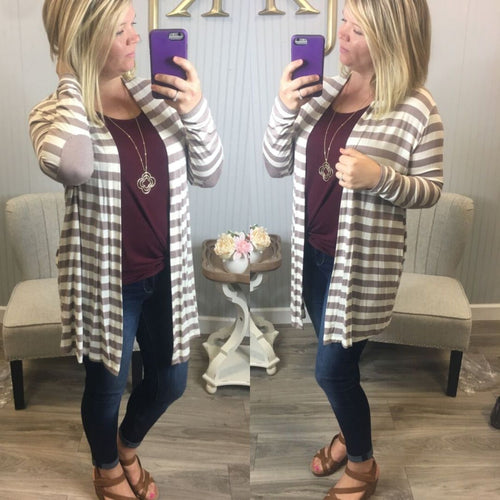 Mocha Stripe Patch Cardigan