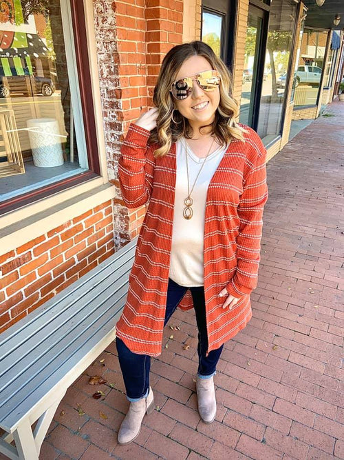 HM Rust Dotted Stripe Midlength Cardigan