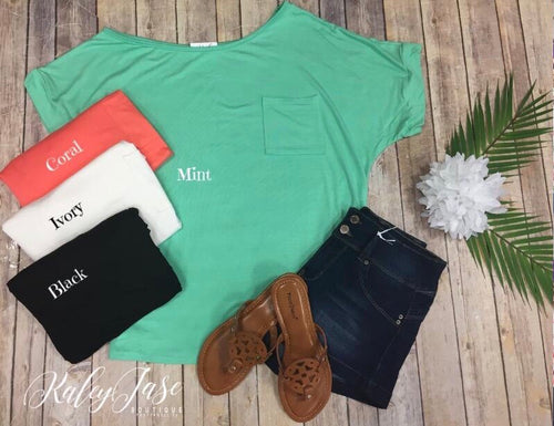 Slouchy Jersey Style Pocket Top